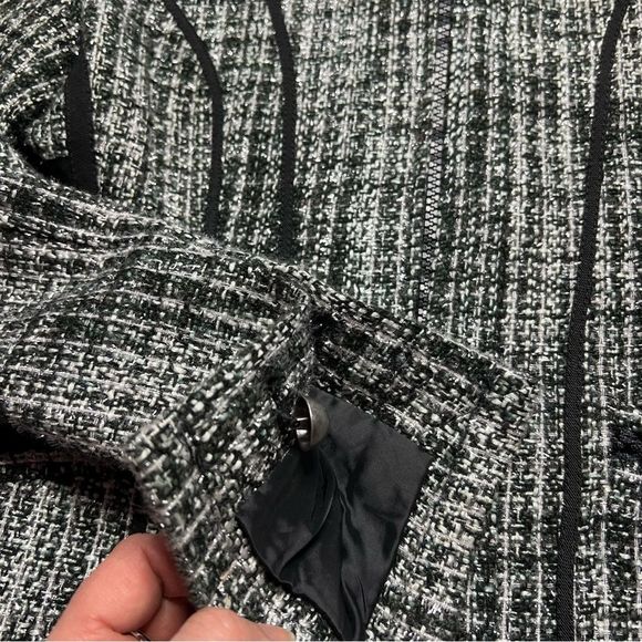 EXPRESS VTG Tweed Metallic Plaid Black Silver Jacket Coat Women's Size Small - Picture 6 of 11